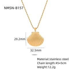 Natural ocean series shell starfish pearl beaded stainless steel necklace earrings set