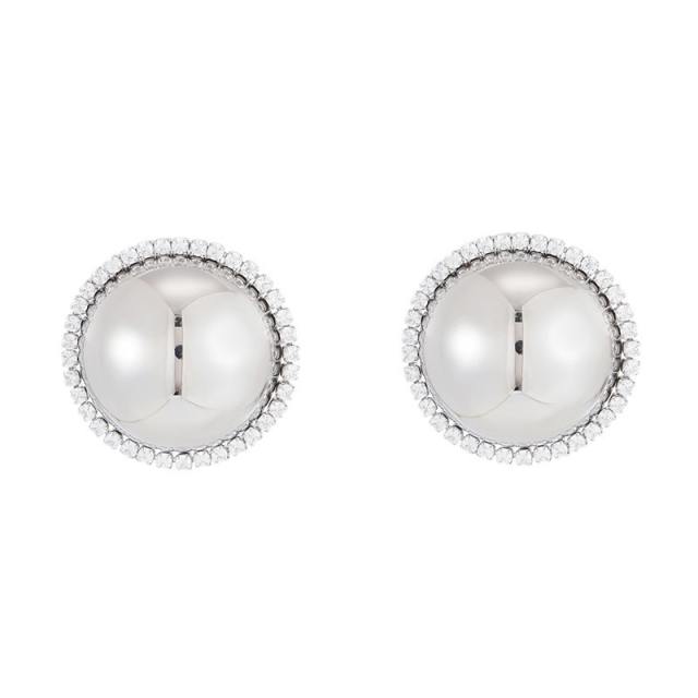 Elegant diamond button shape stainless steel studs earrings