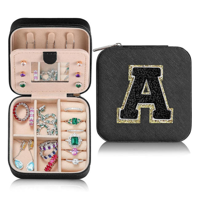 Creative initial letter square shape Portable jewelry box