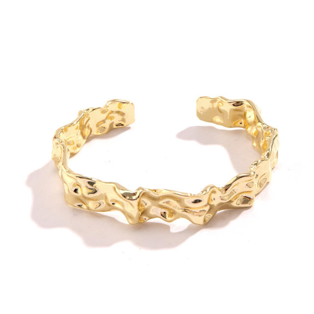 Unique lave design metal cuff bangle bracelet