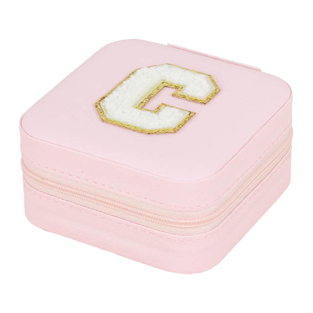 Creative initial letter square shape Portable jewelry box