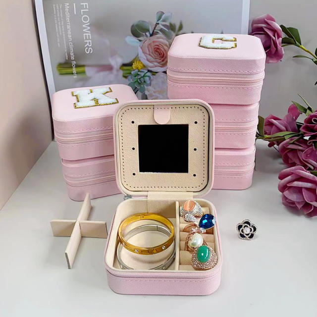 Creative initial letter square shape Portable jewelry box