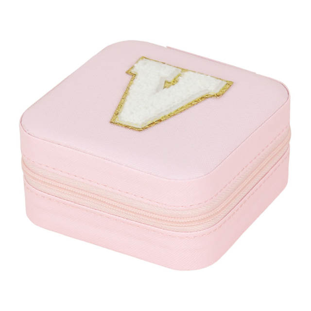 Creative initial letter square shape Portable jewelry box