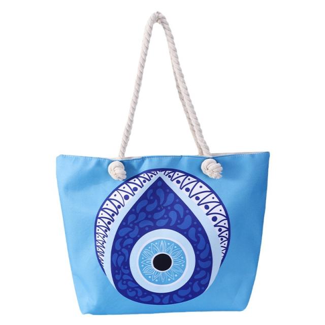 Hot sale evil eye series canvas large tote bag beach bag