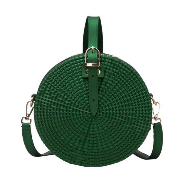 Unique colorful braid pattern round shape handbag crossbody bag