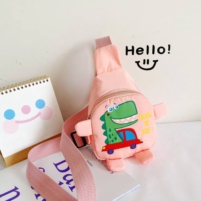 Cartoon dinosaur pattern colorful sling bag for kids