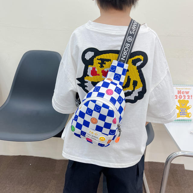 Summer colorful plaid pattern sling bag for kids