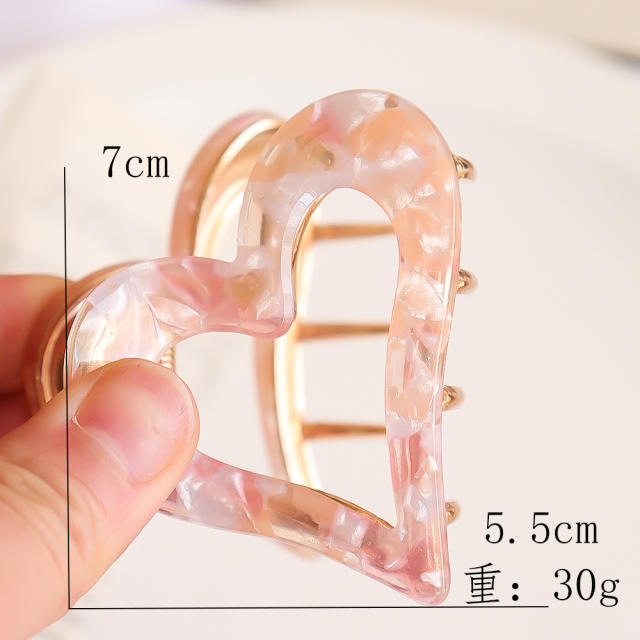 Sweet heart shape hollow hair claw clips