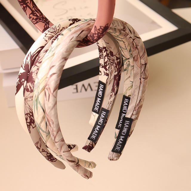 2cm satin material chinese painting design padded headband