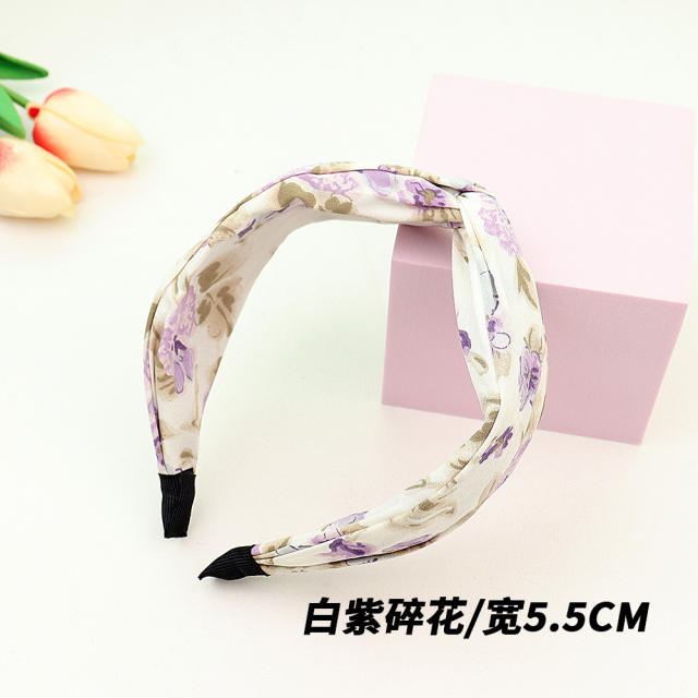 Korean fashion floral pattern twisted headband