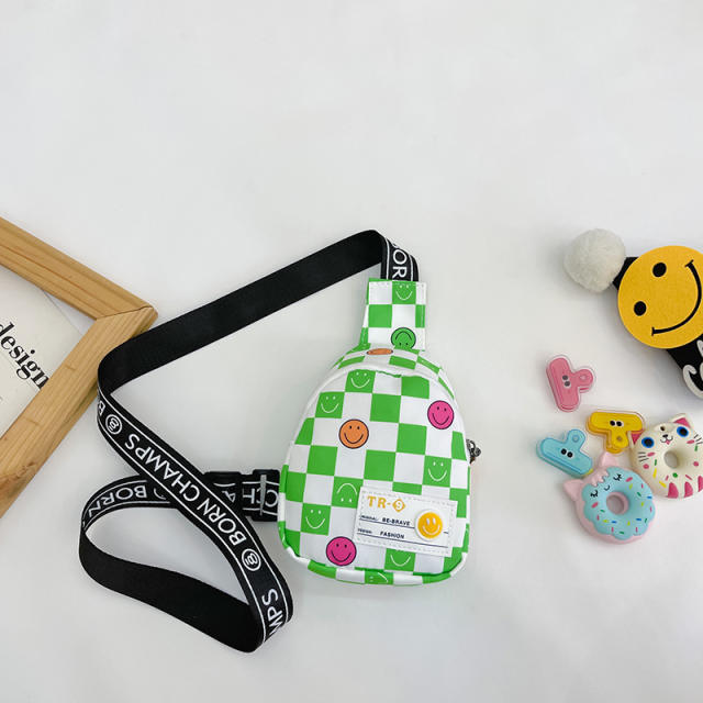 Summer colorful plaid pattern sling bag for kids