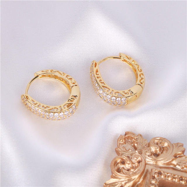 Delicate full diamond small size huggie earrings