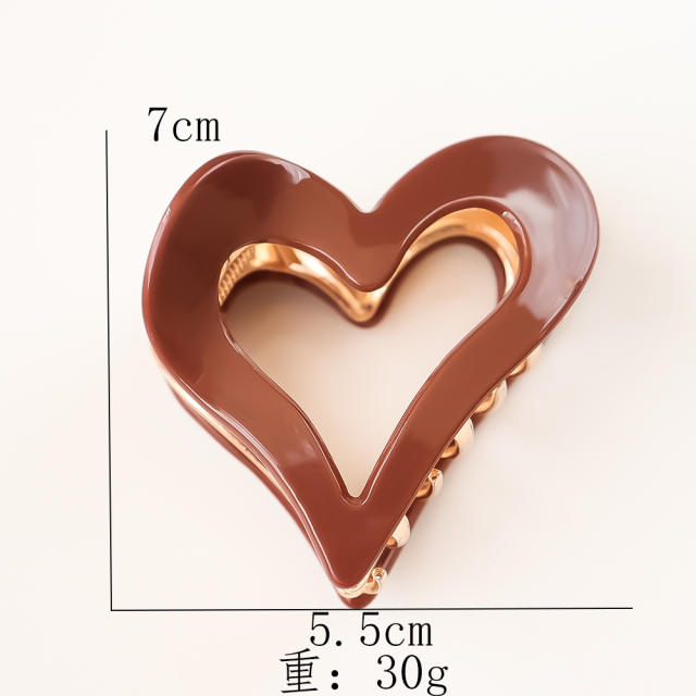 Sweet heart shape hollow hair claw clips