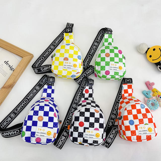 Summer colorful plaid pattern sling bag for kids