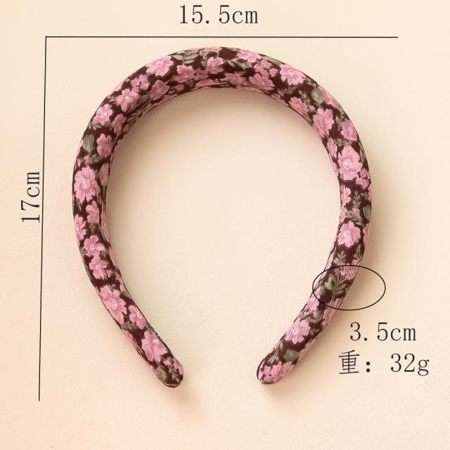 Sweet rose flower pattern women padded headband