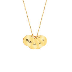 Hot sale engrave letter round piece charm stainless steel necklace