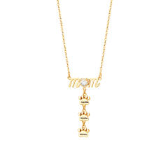 Delicate mom letter paw print engrave letter stainless steel chain necklace