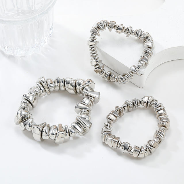 Hiphop chunky silver color CCB bead necklace set
