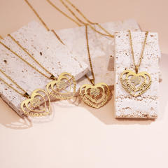 DIY carnation flower hollow heart custom name necklace