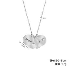 Hot sale engrave letter round piece charm stainless steel necklace