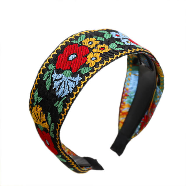 Boho embroidery flowers headband collection