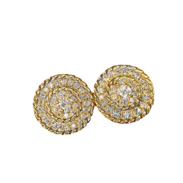 Hot sale easy match diamond button copper studs earrings