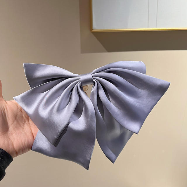 Elegant purple color satin material headband bow hair clips collection