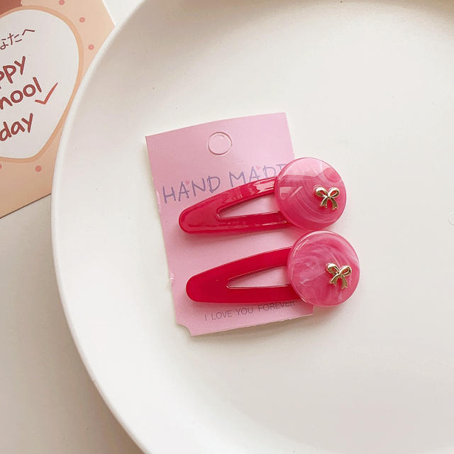 Sweet princess heart acrylic hair clips set for kids