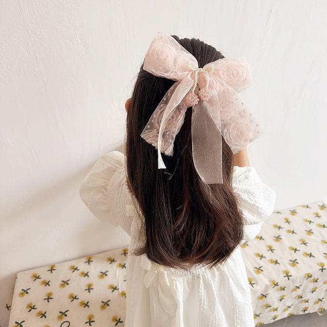 Korean fashion sweet bow hair clips for kids