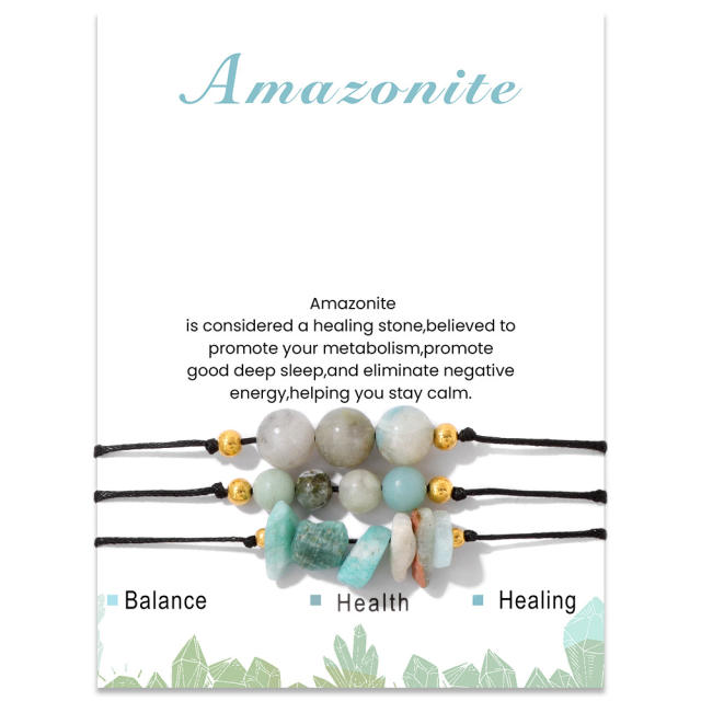 3pcs natural stone beaded best friends bracelet with card
