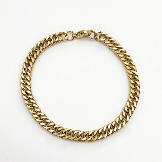 Gold color cuban link chain stainless steel bracelet anklet