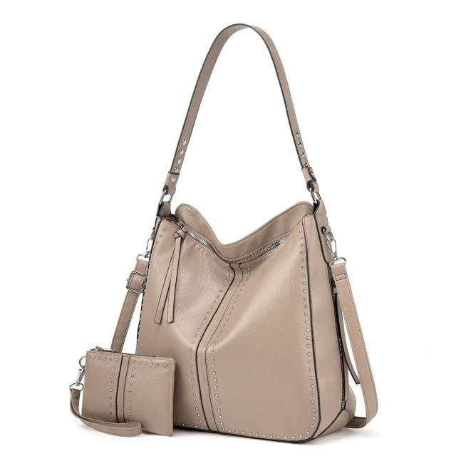 Elegant hot sale PU leather tote bag wallet purse set