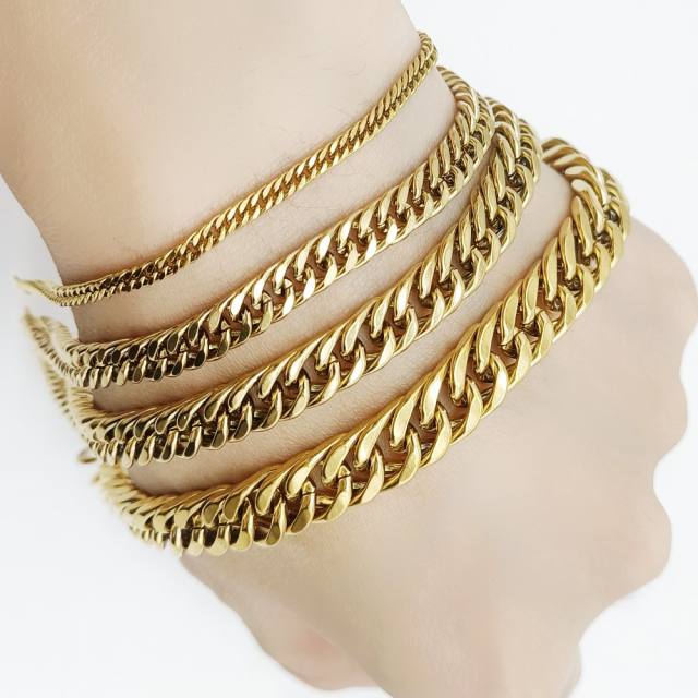 Gold color cuban link chain stainless steel bracelet anklet