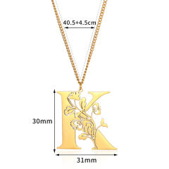 Occident fahsion hollow out flower initial letter boho stainless steel necklace