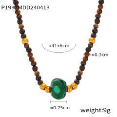 Boho colorful natural stone beaded stainless steel necklace collection