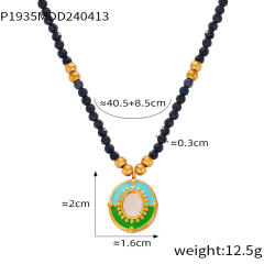 Boho colorful natural stone beaded stainless steel necklace collection