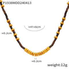 Boho colorful natural stone beaded stainless steel necklace collection