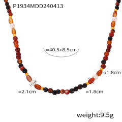 Boho colorful natural stone beaded stainless steel necklace collection