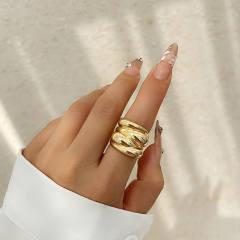 Chunky alloy material flower geomtric circle finger rings collection