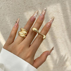 Chunky alloy material flower geomtric circle finger rings collection