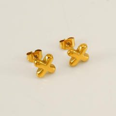 Chunky initial letter bubble letter stainless steel studs earrings