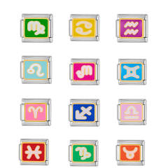 DIY italian bracelet charm enamel zodiac theme bracelet charm stainless steel charm 1pcs pricr