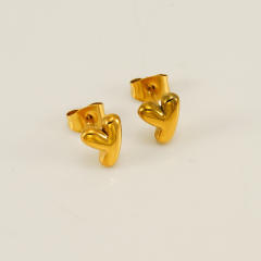 Chunky initial letter bubble letter stainless steel studs earrings