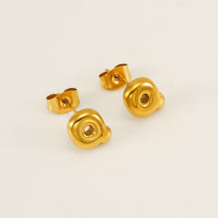Chunky initial letter bubble letter stainless steel studs earrings