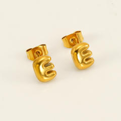 Chunky initial letter bubble letter stainless steel studs earrings