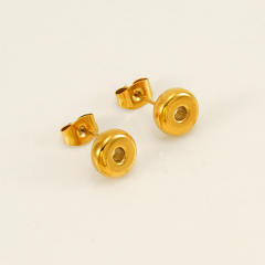 Chunky initial letter bubble letter stainless steel studs earrings