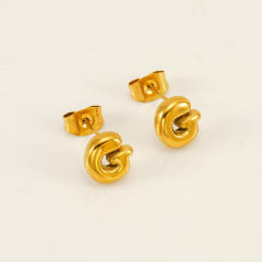 Chunky initial letter bubble letter stainless steel studs earrings