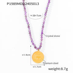 Summer colorful crystal bed evil eye coin butterlfy charm stainless steel necklace