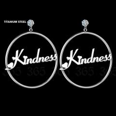 Custome name big circle rhinestone stainless steel earrings