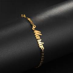 Popular custom name two layer chain stainless steel bracelet